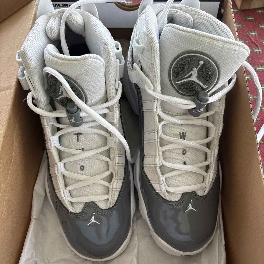 Nike Air Jordan 6 Rings White/Cool Grey Youth SZ 5 Clean Excellent Condition Box